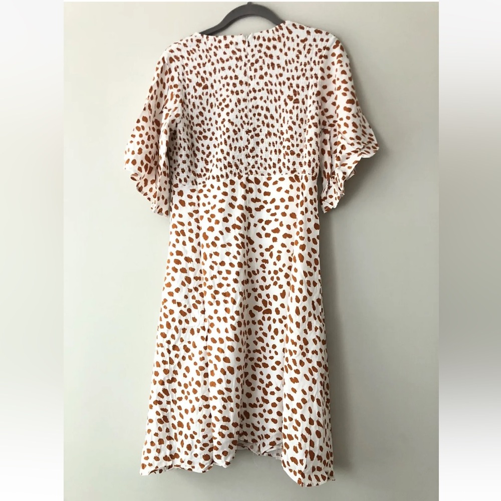 Brass & Roe Womens XXL White Brown Polka Dot 3/4 Zipper